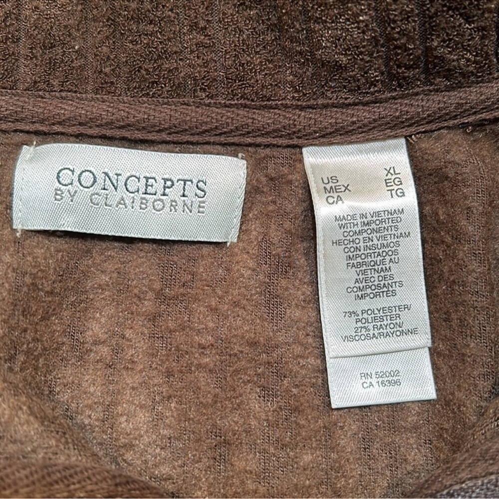 CONCEPTS by CLAIBORNE Vintage Chocolate Brown Velour Pull Over Sweater Size XL - Picture 8 of 9
